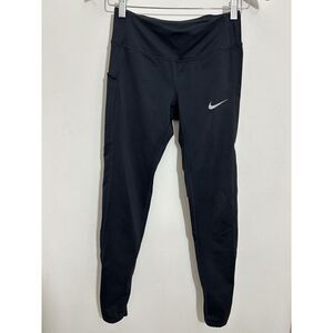 Nike Dri Fit Women's Pull On Black Running Pants Reflective Logo Size XS